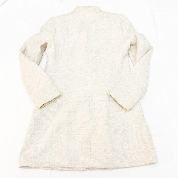 Zara Cream Long Blazer Jacket Woven Tweed Light Colors Size Medium - Picture 3 of 4
